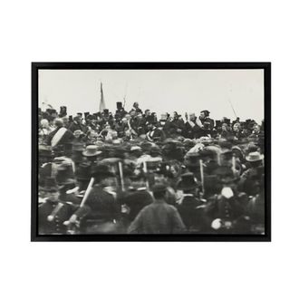 Artery8 President Abraham Lincoln Gettysburg Address Framed Canvas Wall Art Print in Grey | Size: W24 x H32