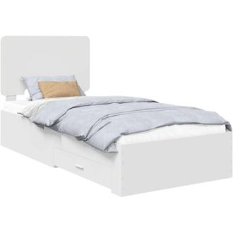 vidaXL Bed Frame with Headboard White 90 x 190 cm Engineered Wood vidaXL
