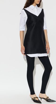Balenciaga Dress Made From Combined Fabrics, Womens, Black