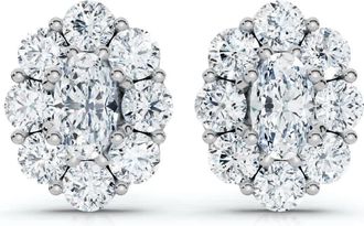 Pompeii3 1 1/2Ct Oval Diamond Halo Studs 14k Gold Womens Earrings Lab Grown