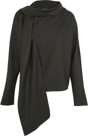 Cortana Fabula- donkergroene top van zuivere wol - Dames - Blouses - Groen - XS - Wol - Overhemden
