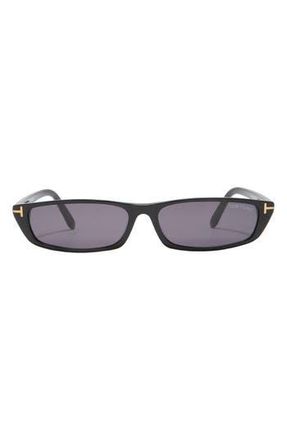 Tom Ford 59mm Slim Rectangle Sunglasses in Shiny Black /Smoke at Nordstrom Rack