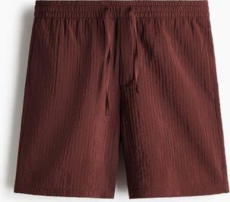 H&M Relaxed Fit Textured Shorts in Burgundy at Nordstrom, Size Xx-Large