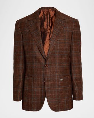 Stefano Ricci Mens Multi-Plaid Notch Lapel Sport Coat