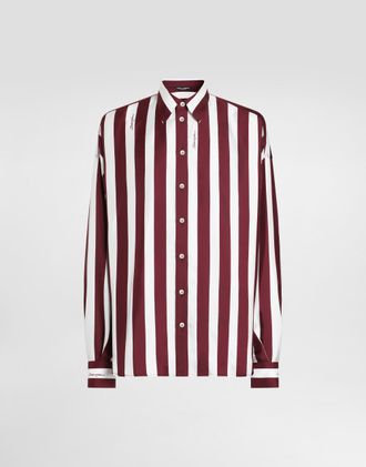 Dolce & Gabbana Striped Silk Twill Shirt - Man Shirts Multicolor 37