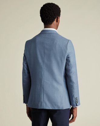 CHARLES TYRWHITT Wool Texture Twill Jacket - Airforce Blue Size 36R by Charles Tyrwhitt