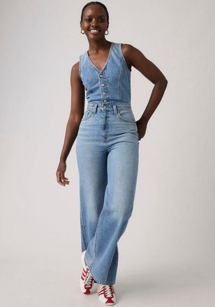 Levi's Overall LEVIS DNM VEST WIDELG JUMPSUIT, Damen, Gr. 25, N-Gr, own it jumpsuit, Denim/Jeans, Obermaterial: 100% Baumwolle, figurbetont lang, tiefer V-Au
