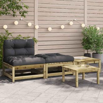 vidaXL Sof&aacute; De Jard&iacute;n Sin Reposabrazos Con Cojines Y Reposapi&eacute;s Vidaxl