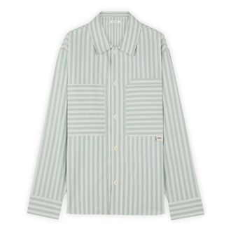 Maison Kitsun&eacute; Stripe Pocket Tab Overshirt - male - Maison Kitsun&eacute; - Casual Shirts - Green - S - Shirts