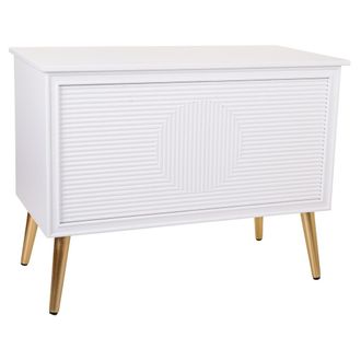 Wanderlust Deco Banqueta Ba&uacute;l De Madera Blanca 83x41,5x62,5