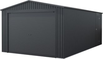 Wasabi Garage In Metallo 19,52m2 Jarama - 576x338x243cm - Ampio Cancello Avvolgibile - Protezione Esterna Per Auto - Chiusura Di Sicurezza Con Chiave