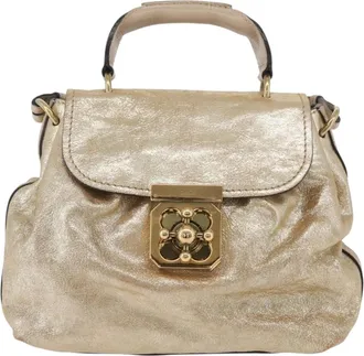 Chlo&eacute; Elsie Convertible Satchel Leather Gold Leather Handbag (Pre-Owned)