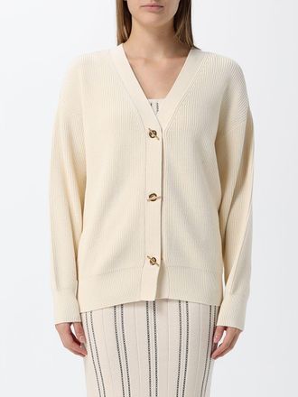 Elisabetta Franchi V-Neck Viscose Blend Cardigan with Dropped Shoulders