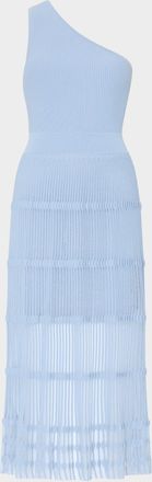 Milly One-Shoulder Sheer Knit Midi Dress