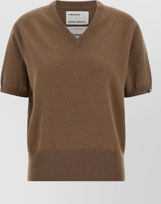 Extreme Cashmere cashmere-blend ribbed v-neck short-sleeve sweater