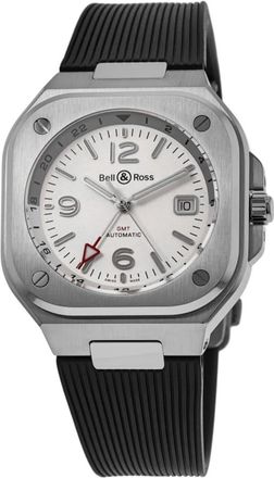 Bell & Ross BR 05 GMT Silver Dial Rubber Strap Mens Watch BR05G-SI-ST/SRB