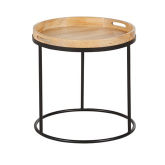 Maisons du monde Mesa auxiliar de madera de mango y metal negro