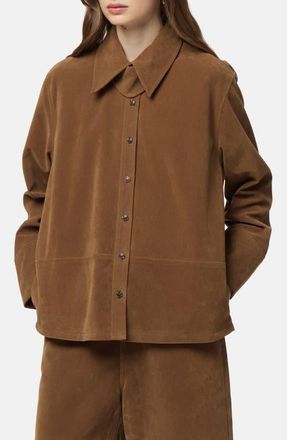 Apparis Ren Faux Suede Overshirt in Saddle Brown at Nordstrom, Size X-Small