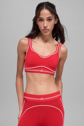Alo | Airbrush Heart Throb Bra in Bright Red/White, Size: Medium