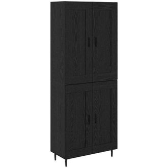 vidaXL Highboard 2 pcs Black Oak Engineered Wood and Glass vidaXL