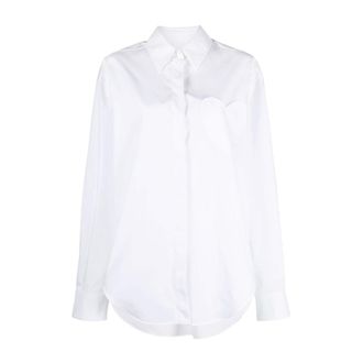 Moschino Overhemden, Dames, Wit, L, Katoen, Camicia Jeans