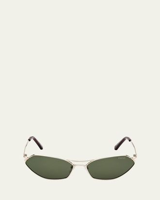 Pucci Geometric Metal & Acetate Rectangle Sunglasses