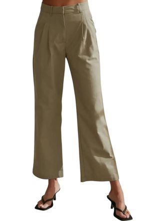 Crescent Linen Blend Trouser In Moss