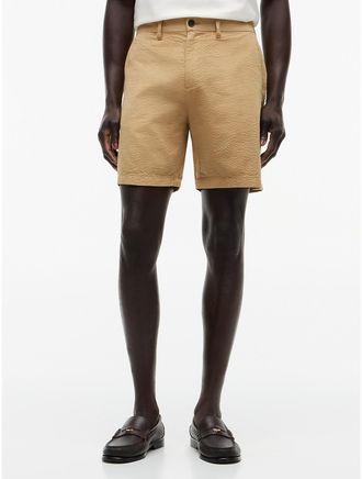 Tommy Hilfiger Mens Regular Fit 7 Seersucker Short - Beige - 29