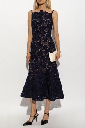 Self Portrait Lace Dress, Womens, Navy Blue