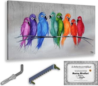 OEM Monica Mirafiori 100 % Pintado A Mano Cuadro Periquitos 140 X 70 Cm Cuadro Pintado A Mano Pintura Acr&iacute;lica Cuadro Acr&iacute;lico De Gran Tama&ntilde;o Arte Moderno