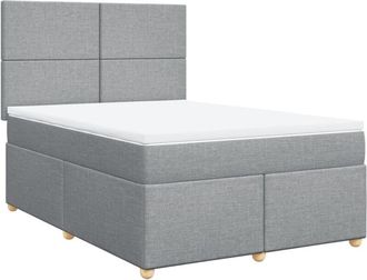 vidaXL Vidaxl - Cama Box Spring Con Colch&oacute;n Tela Gris Claro 140x190 Cm