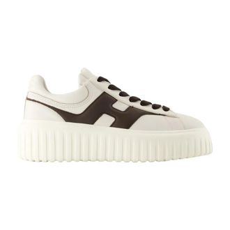 Hogan Witte Leren Gestreepte Sneakers - Dames - Sneakers - Wit - 39 1/2 EU - Leer - Schoenen