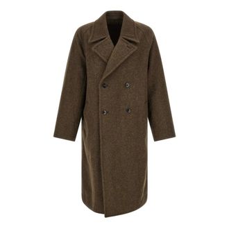 Christophe Lemaire Zachte double-breasted jas - Heren - Mantels - Bruin - Maat: M Zijde