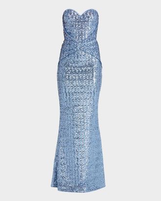 La Petite Robe Di Chiara Boni Sweetheart Sequin Column Gown