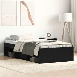 vidaXL Estructura De Cama Sin Colch&oacute;n Roble Negro 75x190 Cm Vidaxl
