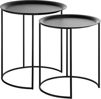Beliani Conjunto de 2 mesas auxiliares metal negro