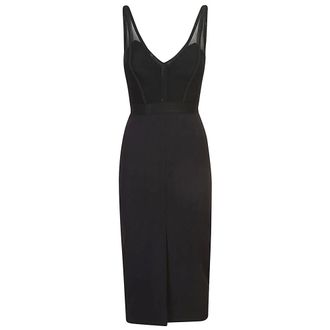 Elisabetta Franchi Midi Dresses, female, Black, S, Midi Dress with Tulle and Crêpe Bustier Top
