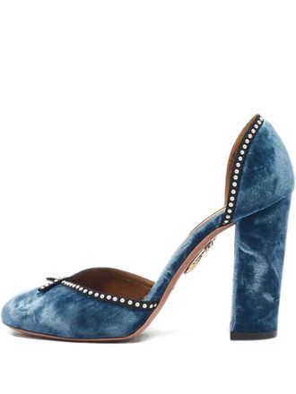 Aquazzura block-heel embellished pumps - Blue