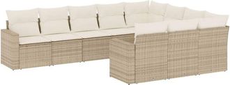 vidaXL Juego De Sof&aacute;s Jard&iacute;n Con Cojines Beige 10 Pzas Rat&aacute;n Sint&eacute;tico Vidaxl