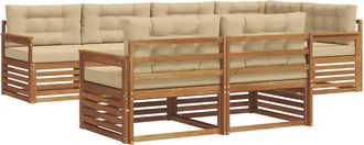 vidaXL Set Di Divani Da Esterno 7 Pz Naturale E Beige Vidaxl