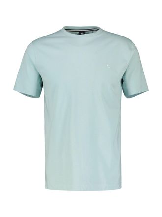 Lerros T-Shirt LERROS, Herren, Gr. M, blau (cloud blau), Obermaterial: 100% Baumwolle, regular fit normal, Rundhals, Shirts T-Shirt, Logopr&auml;gung an der Brust