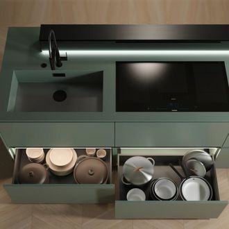 Emuca Caj&oacute;n Exterior Vertex 3d 60kg De Altura 242mm, Profundidad 450mm, Acero, Pintado Aluminio - Emuca