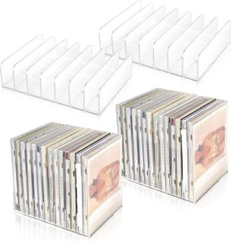 OEM Organizador De Cd De Acr&iacute;lico Transparente, Juego De 4, Soluci&oacute;n De Almacenamiento Que Ahorra Espacio