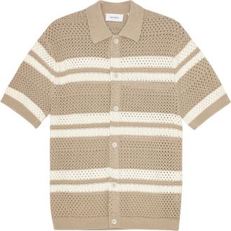 Les Deux Camicia in maglia Gianni - Heren - Korte mouwen Overhemden - Beige - L - Katoen - Overhemden