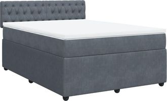 vidaXL Cama Box Spring Con Colch&oacute;n Terciopelo Gris Oscuro 140x190 Cm Vidaxl