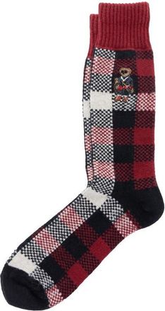 Polo Ralph Lauren Check Polo Bear Boot Socks in Red at Nordstrom, Size 10-13