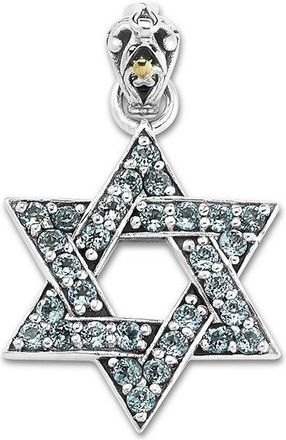 Samuel B. 18K & Silver 1.12 Ct. Tw. Blue Topaz Star Of David Pendant