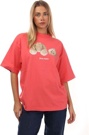 Palm Angels Womens Bear Loose T-Shirt in Coral Cotton - Size 4 UK