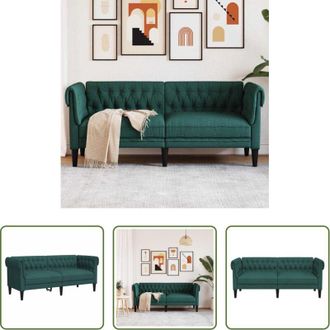 vidaXL Divano a 2 posti - Divano Chesterfield a 2 Posti Verde Scuro in Tessuto