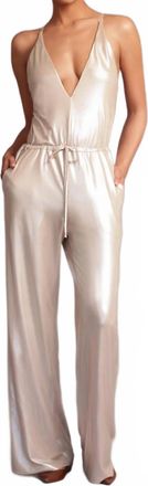 Heroine Sport Mercury Metallic Jumpsuit In Gold Stone